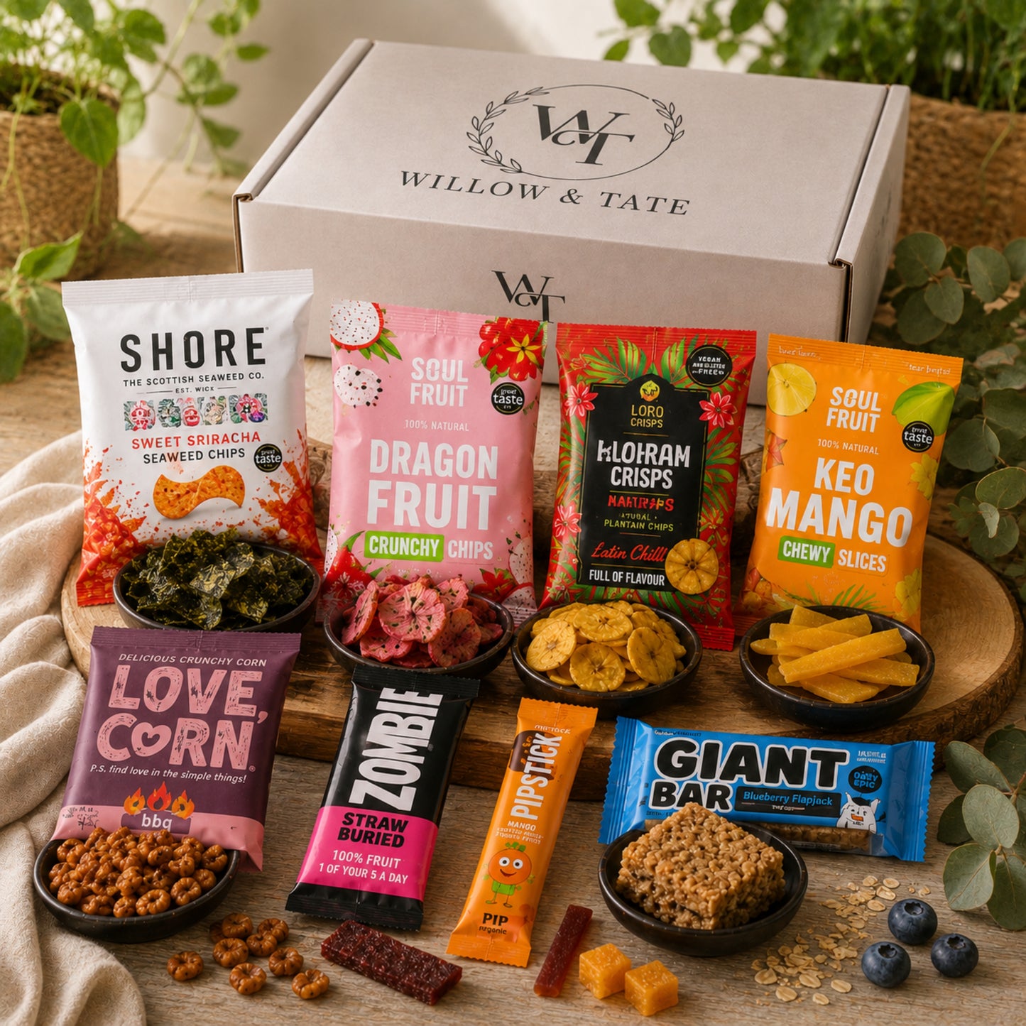 Willow & Tate Vegan Snack Hamper | Premium Plant Based Gift Box with Sweet & Savoury Treats | Luxury Vegan Gift for Birthdays, Thank You & Any Occasion