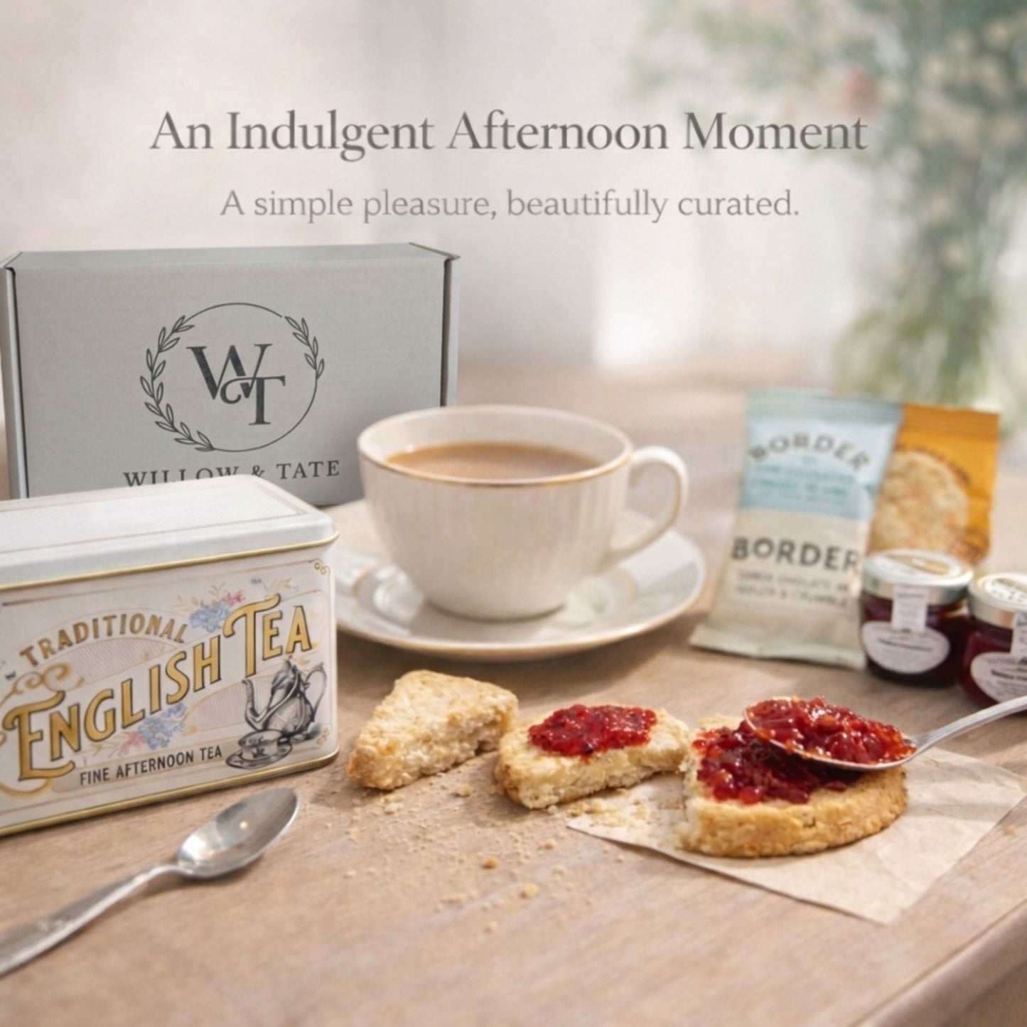 Willow & Tate Afternoon Tea Gift Set | English Tea, Luxury Biscuits & Mini Preserves | Premium Gift Box for Mum, Birthday, Thank You & Any Occasion