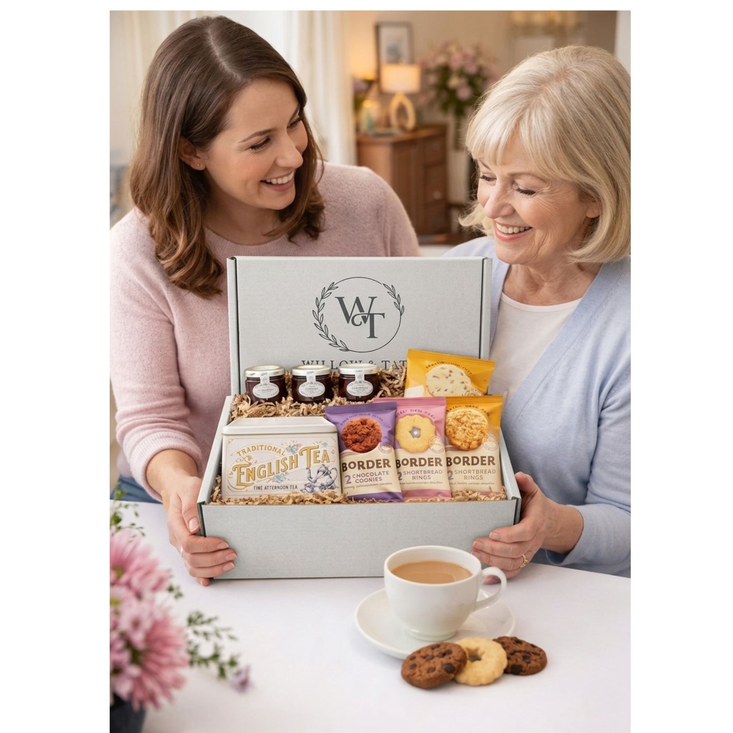 Willow & Tate Afternoon Tea Gift Set | English Tea, Luxury Biscuits & Mini Preserves | Premium Gift Box for Mum, Birthday, Thank You & Any Occasion