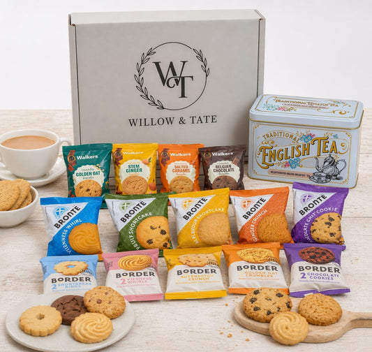 Willow & Tate Tea & Biscuits Gift Set | Traditional English Tea with Luxury Biscuits | Premium Gift Box for Birthdays, Thank You & Tea Lovers
