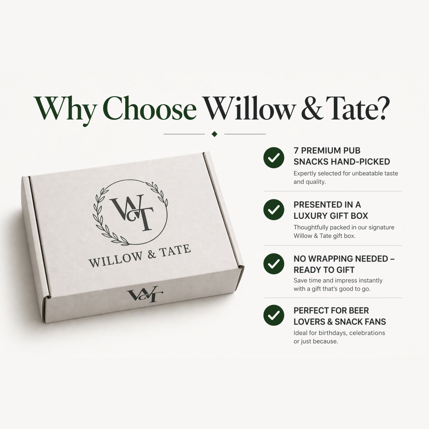 Willow & Tate Pub Snacks Hamper | Premium Savoury Snack Gift Box with Beef Jerky, Pork Scratching, Salami & Pretzels | Gift for Beer Lovers & Foodies
