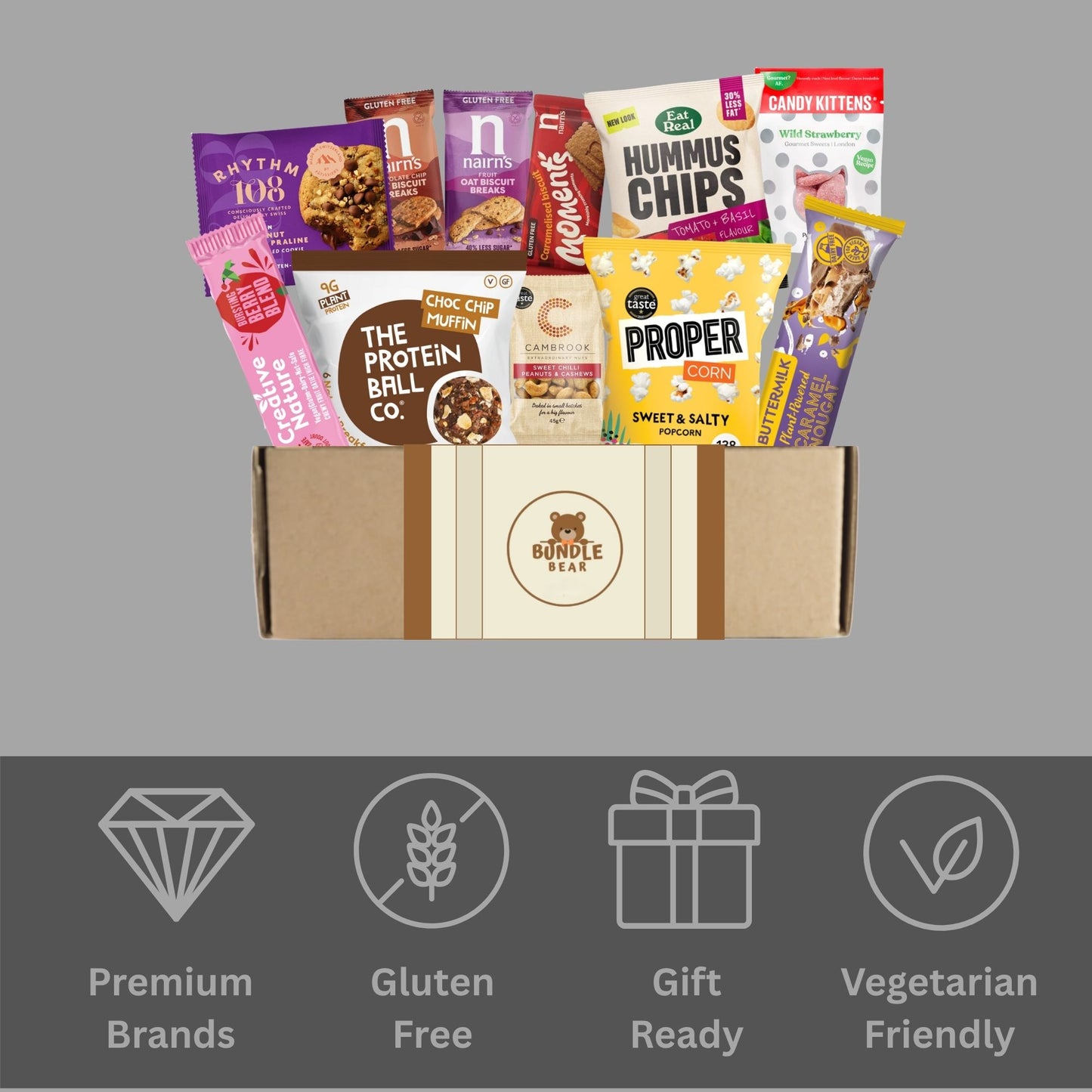 Premium Gluten Free Snacks Gift Box – Bundle Bear Gluten Free Hamper with Sweet & Savoury Treats – Coeliac Gifts & Celiac Hamper