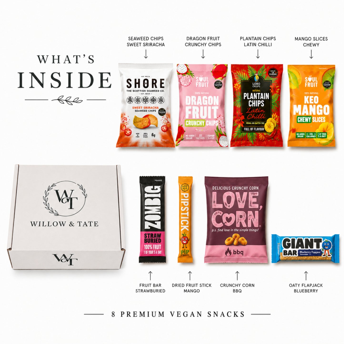 Willow & Tate Vegan Snack Hamper | Premium Plant Based Gift Box with Sweet & Savoury Treats | Luxury Vegan Gift for Birthdays, Thank You & Any Occasion