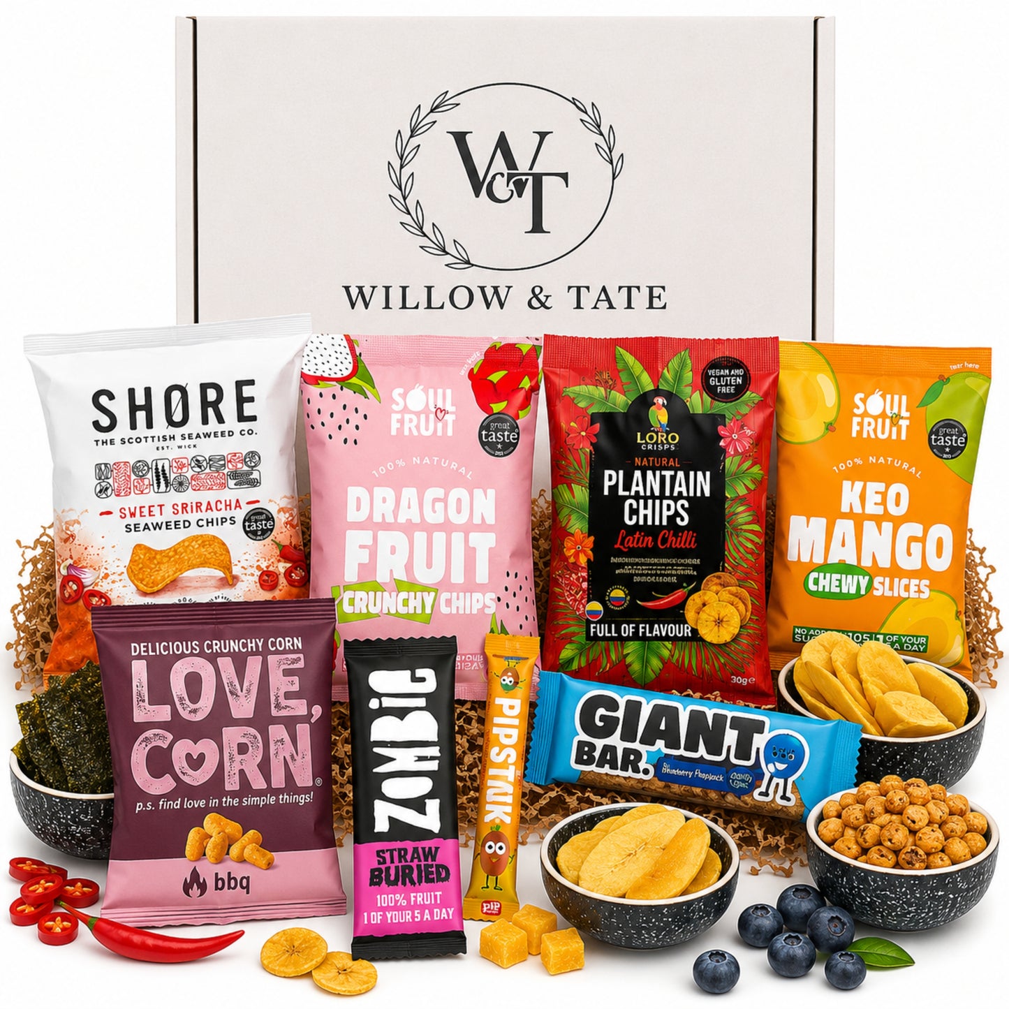 Willow & Tate Vegan Snack Hamper | Premium Plant Based Gift Box with Sweet & Savoury Treats | Luxury Vegan Gift for Birthdays, Thank You & Any Occasion