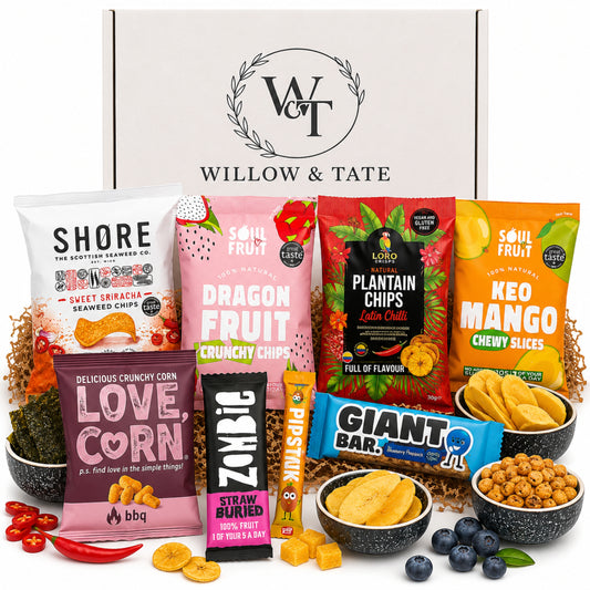 Willow & Tate Vegan Snack Hamper | Premium Plant Based Gift Box with Sweet & Savoury Treats | Luxury Vegan Gift for Birthdays, Thank You & Any Occasion