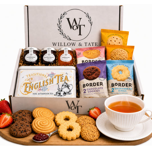 Willow & Tate Afternoon Tea Gift Set | English Tea, Luxury Biscuits & Mini Preserves | Premium Gift Box for Mum, Birthday, Thank You & Any Occasion