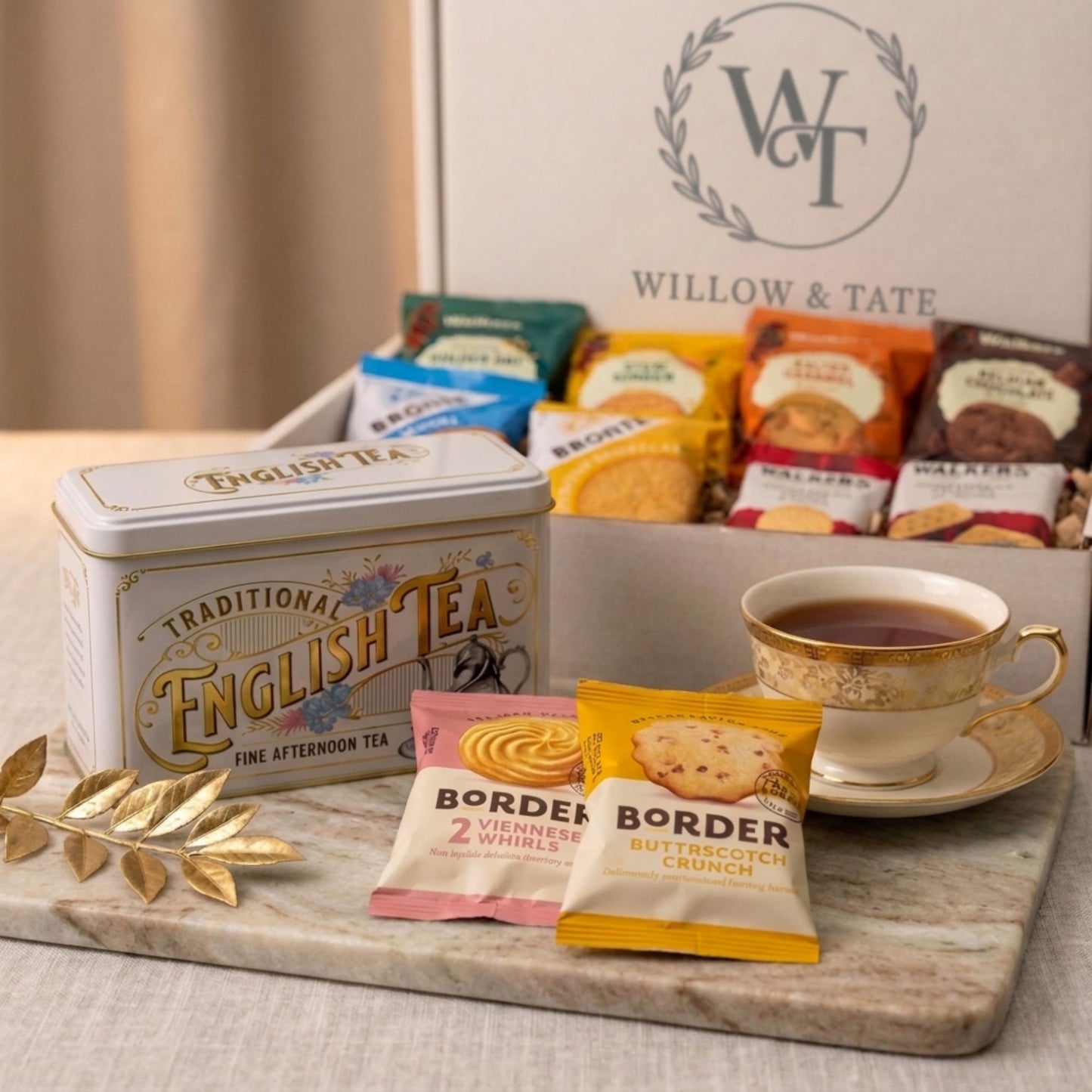 Willow & Tate Tea & Biscuits Gift Set | Traditional English Tea with Luxury Biscuits | Premium Gift Box for Birthdays, Thank You & Tea Lovers