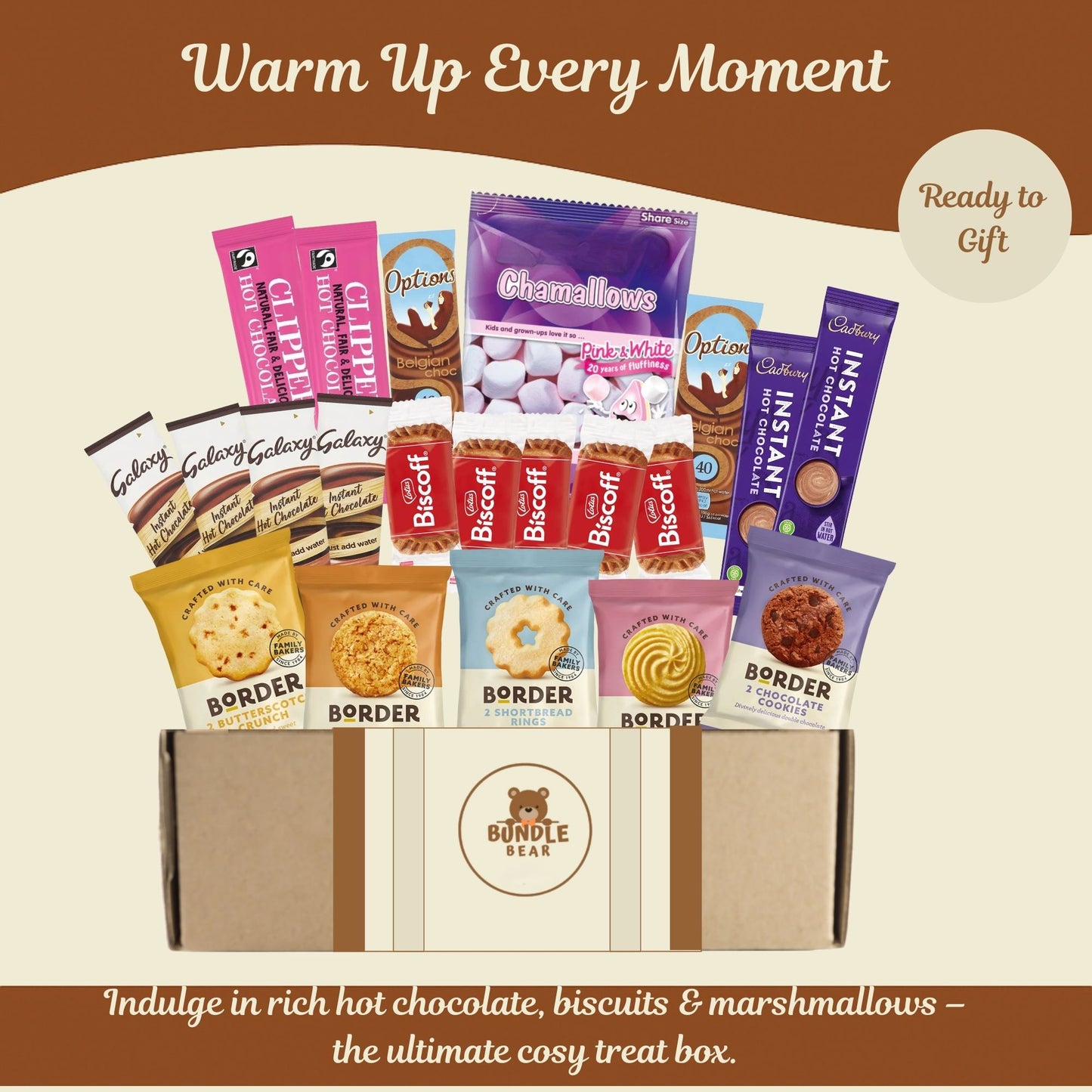 Hot Chocolate Gift Set – Luxury Hot Chocolate Selection with Biscuits & Marshmallows – Bundle Bear Hot Chocolate Kit – Perfect Christmas Hot Chocolate Gift Set for Winter Treats
